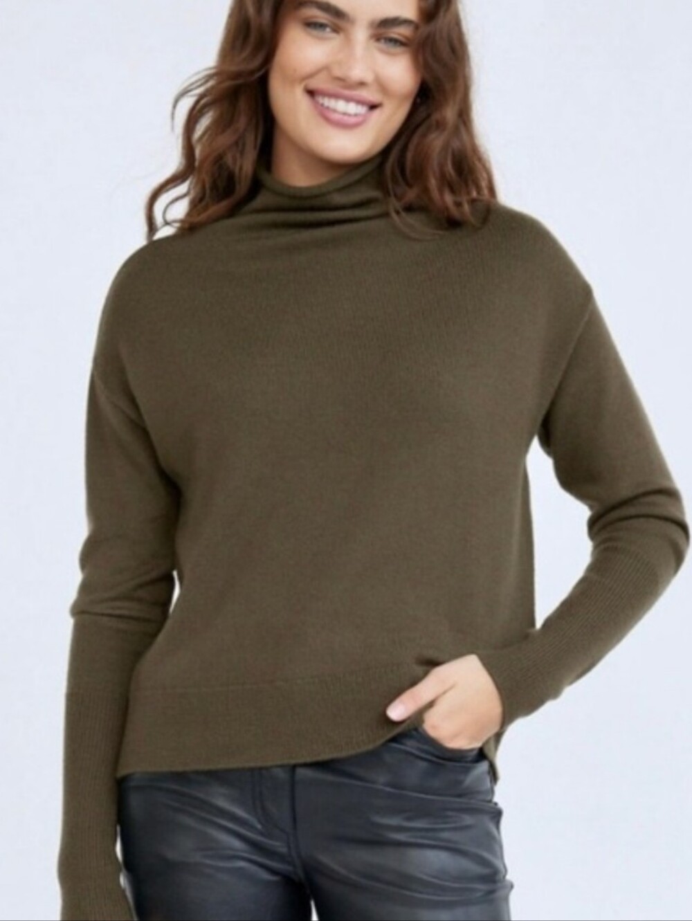 Aritzia Wilfred Cyprie Merino wool mock neck sweater olive green xs